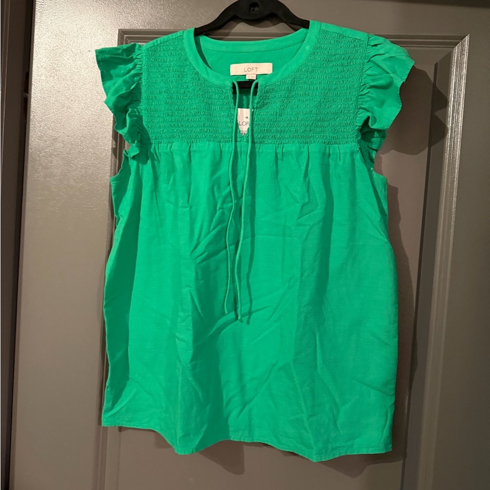 LOFT Emerald Green Textured Blouse